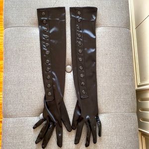 Black Long Satin Gloves Womens Halloween